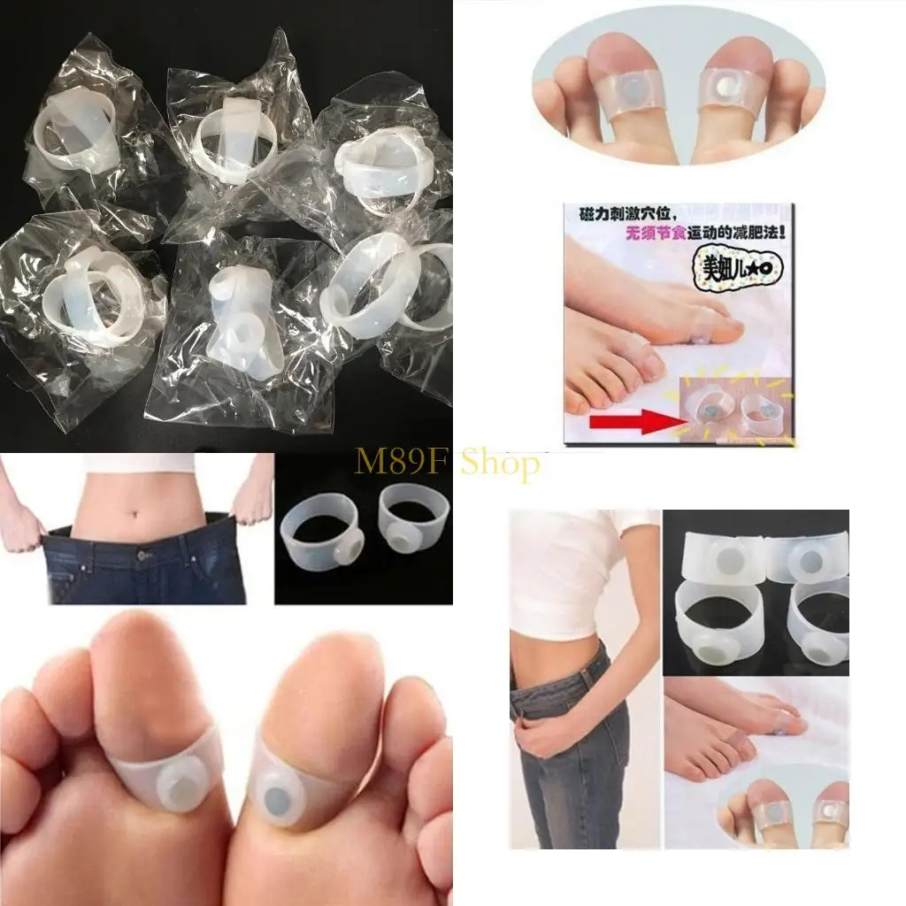 

M89F 2 Pcs/Set Body Slimming Toe Ring Portable Silicone Rubber Foot Toe Ring