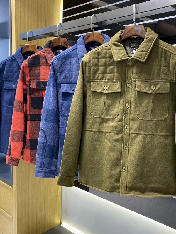 Thiened Warmth メンズ レトロ カジュアル 多用途 ワークウェア フランネル ジャケット コート アメリカン テーラード スタンド フィット ロング スリーブ B...