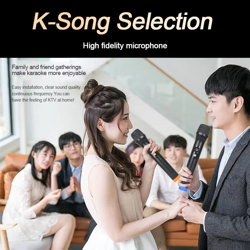 KEBIDUMEI 2.4G Wireless Microphone UHF Fixed Frequency 2 Channels Handheld Mic For Karaoke Live Wedding Party Meeting