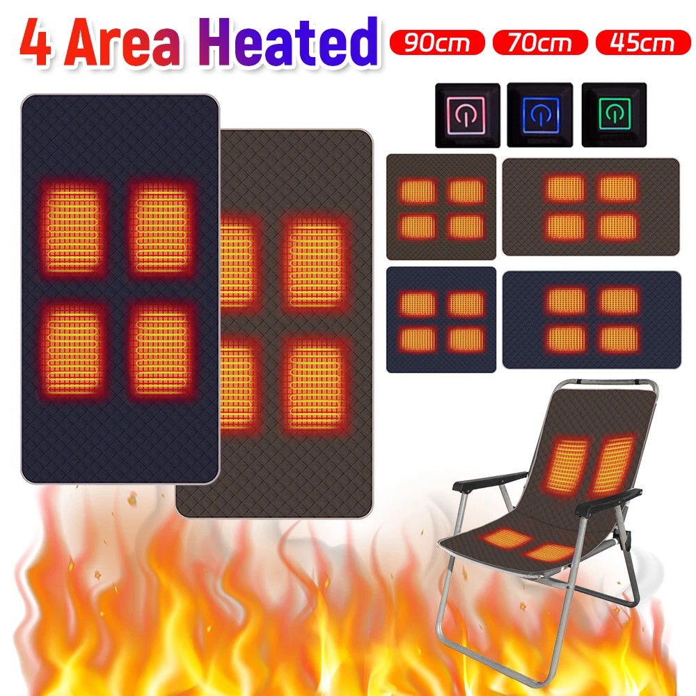 3 Levels of Heat Camping Mat 4 Heating Zones Rechargeable Heated Stadium Seats for Winter Stadium Indoor Outdoor Sports Beach