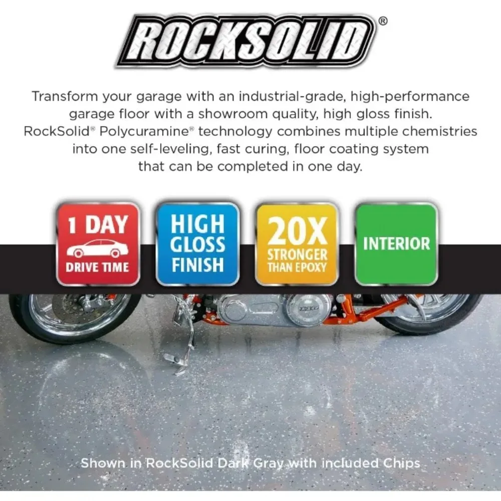 حار بيع. 293513 طلاء أرضية جراج من البولي كورامين RockSolid، طقم سيارة 2.5، تصميم مبتكر باللون الرمادي شديد اللمعان