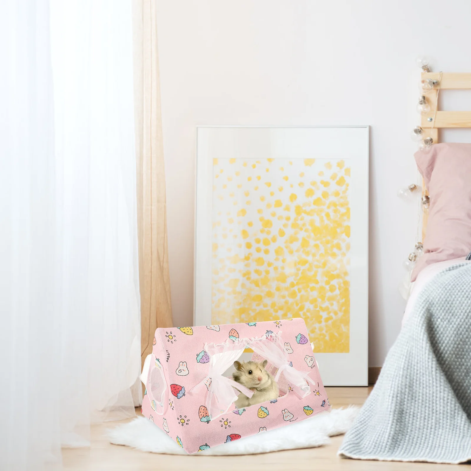 

Wear-Resistant Hamster Natural Cloth Rat Tent Decorative Rest Sleep Play Pet Hideout Rabbit Supply Rabbit Tent