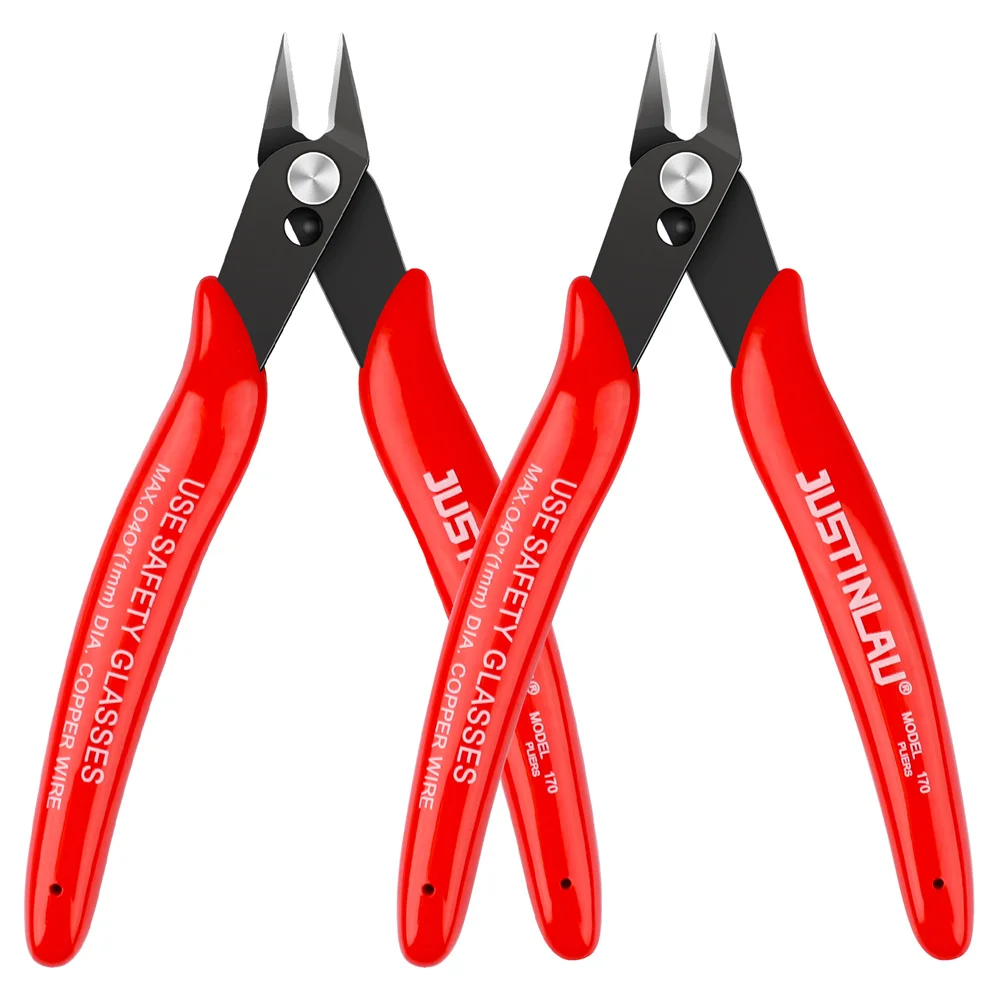 2 Stuks Mini Neus Snijtang Elektrische Draad Kabelschaar Metalen Side Knipt Flush Tang Handig Duurzaam Gereedschap