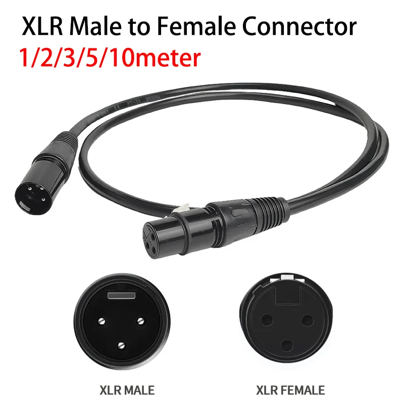 

1/2/3/5/10M 3-Pin XLR Male to Female Cable, 3*18AWG/0.75mm² DMX Audio Cable for Microphone, Stage Light & Audio Mixer
