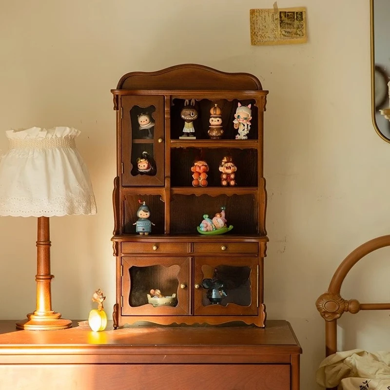 

Многослойный шкаф для хранения в стиле ретро, настольные игрушки, фигурные куклы, чашки, шкафчики, витрины, настенные украшения