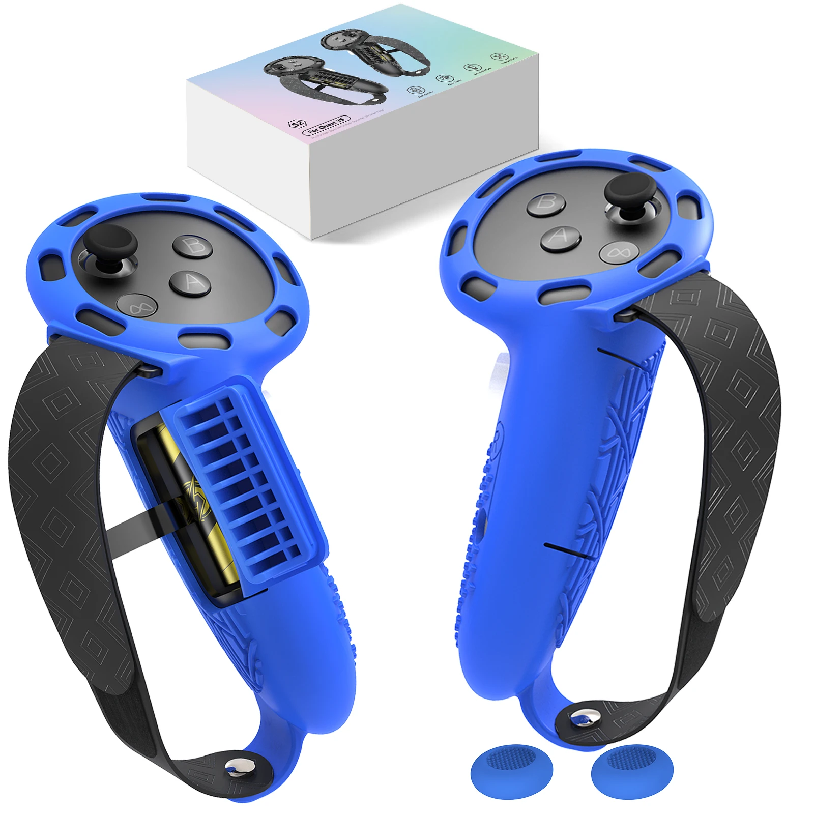 

for Meta Quest 3s/Quest3 removable battery cover controller Extended handle protective case VR accessory