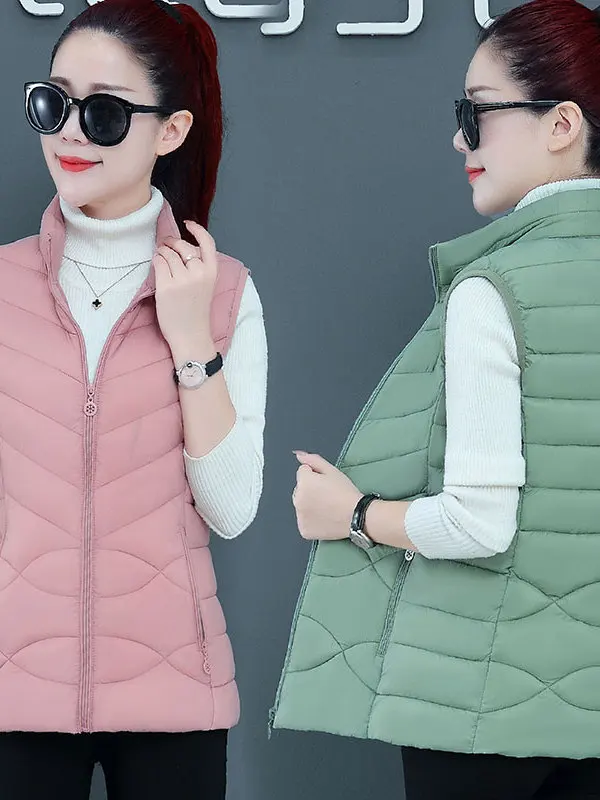 

Модный приталенный хлопковый жилет-куртка для женщин, зимняя верхняя одежда, легкое пуховое хлопковое пальто с коротким рукавом на молнии