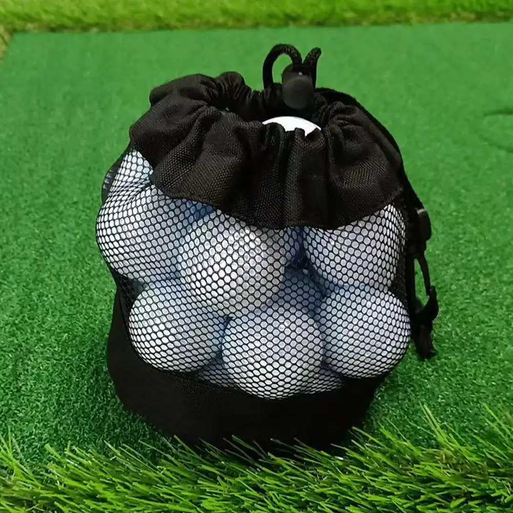 Especial Black Golf Ball Storage Bag, Drawstring Mesh Container, pode segurar, Nylon F3I3