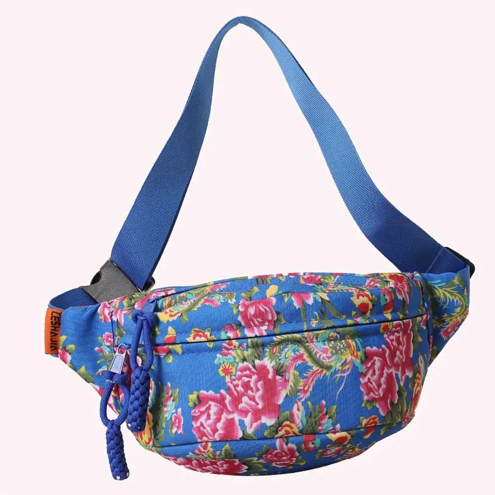 Women Flower Crossbody Bag Soft Floral Chest Bag Lightweight Vintage Waist Pouch Versatile Ladies Outdoor Bag