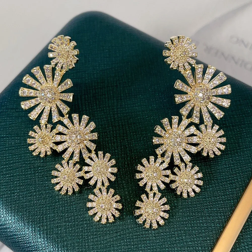 

Missvikki Exaggerated Large Rhinestone Earrings Dangling Bling Temperament Design Wedding Oversized Statement Earrings Gift