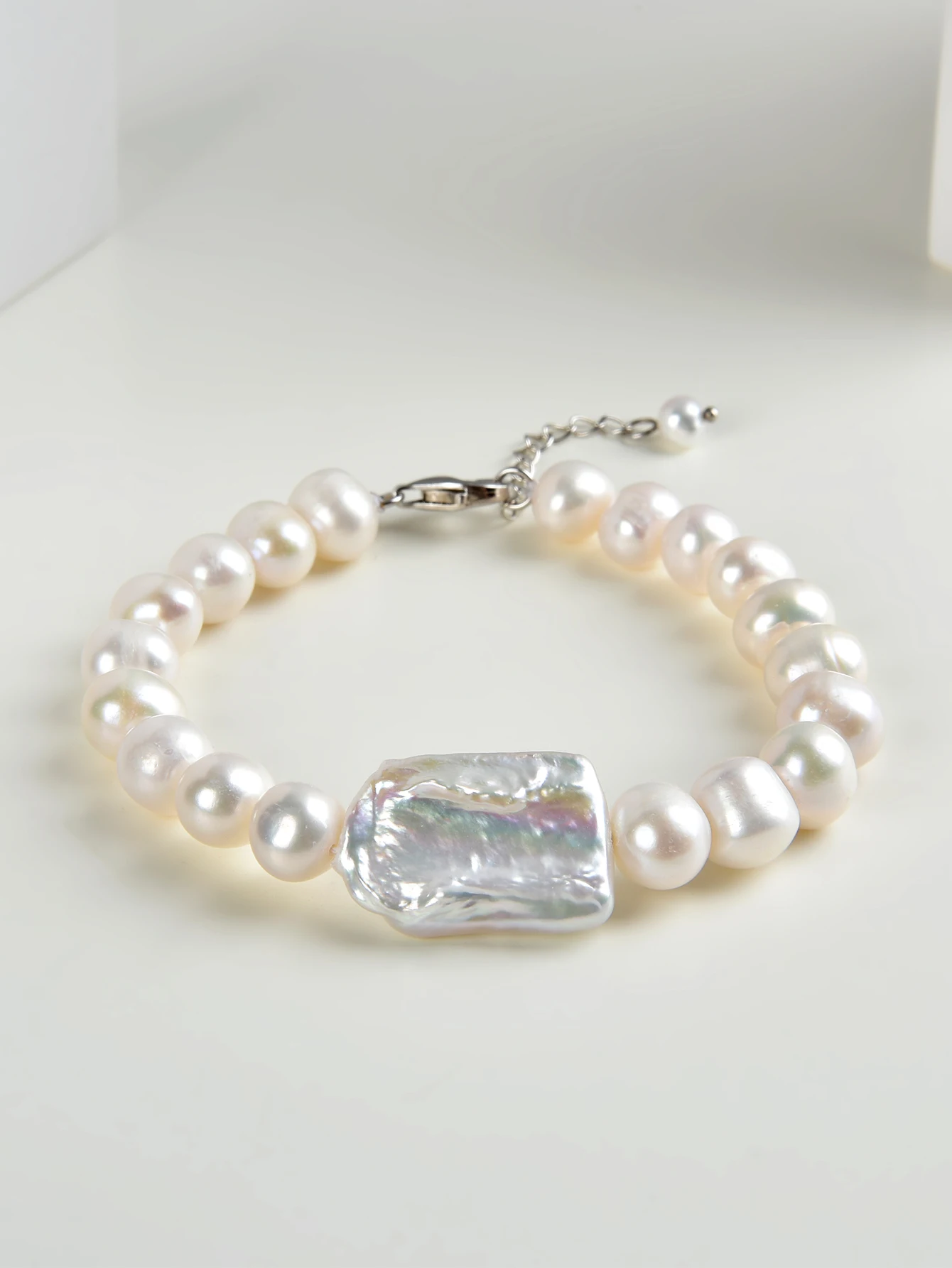 

925 Sterling Silver 8-9mm Natural Freshwater Pearl Baroque Pearl Bracelet For Women Elegant Party Business Jewelry Gifts