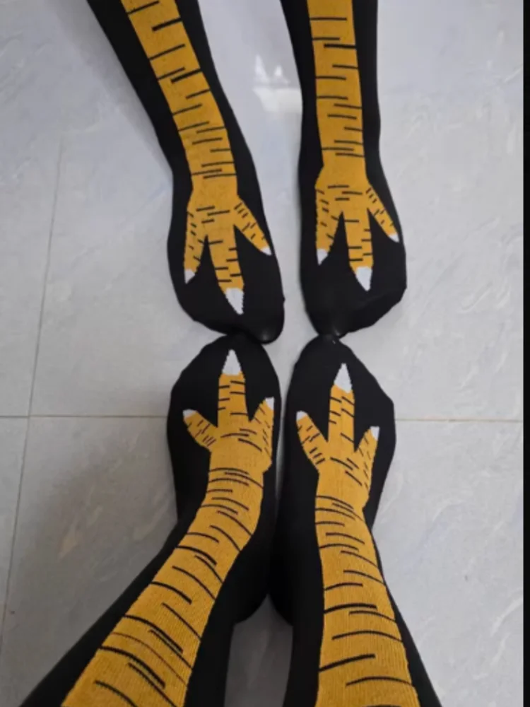 Cartoon Cosplay High Flexibility Thigh Highs Socks 1Pair Men Funny 3D Chicken Socks Print Fashion Thin Toe Feet Wholesale Yellow