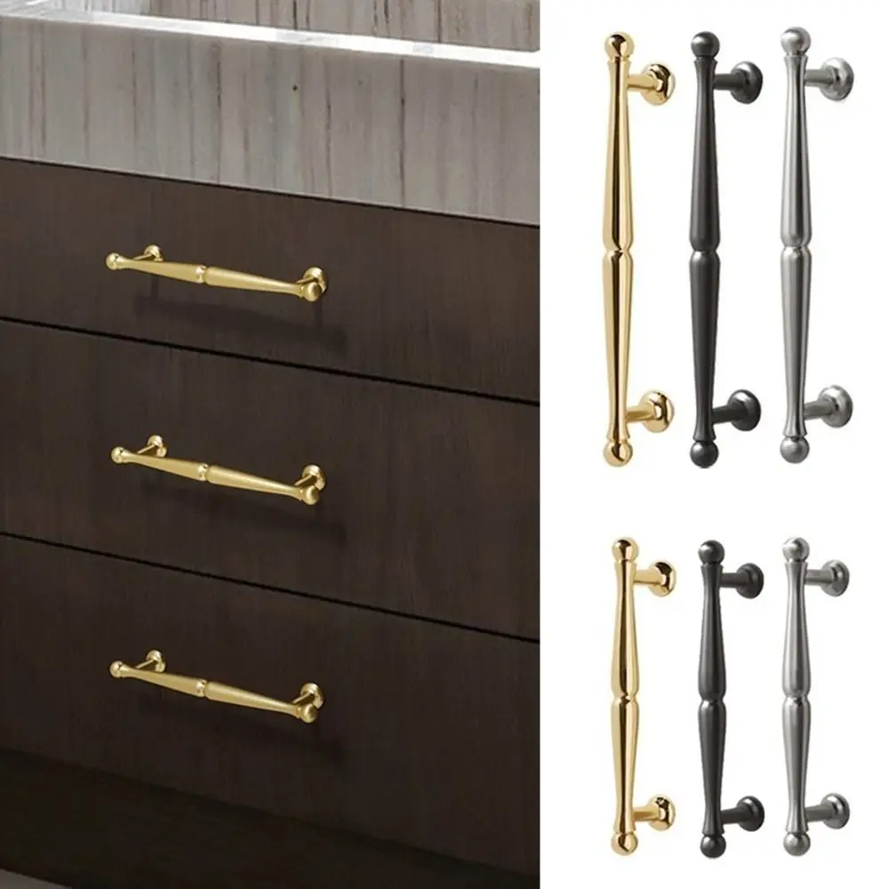 Zinc Alloy Cabinet Pull Handles Gold Finish Brushed Silver Furniture Handles Single Hole High-End Finish Drawer Knobs