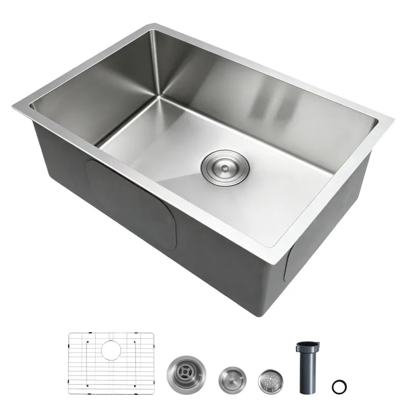 Embedded single sink kitchen sink stainless steel sink, double sink design