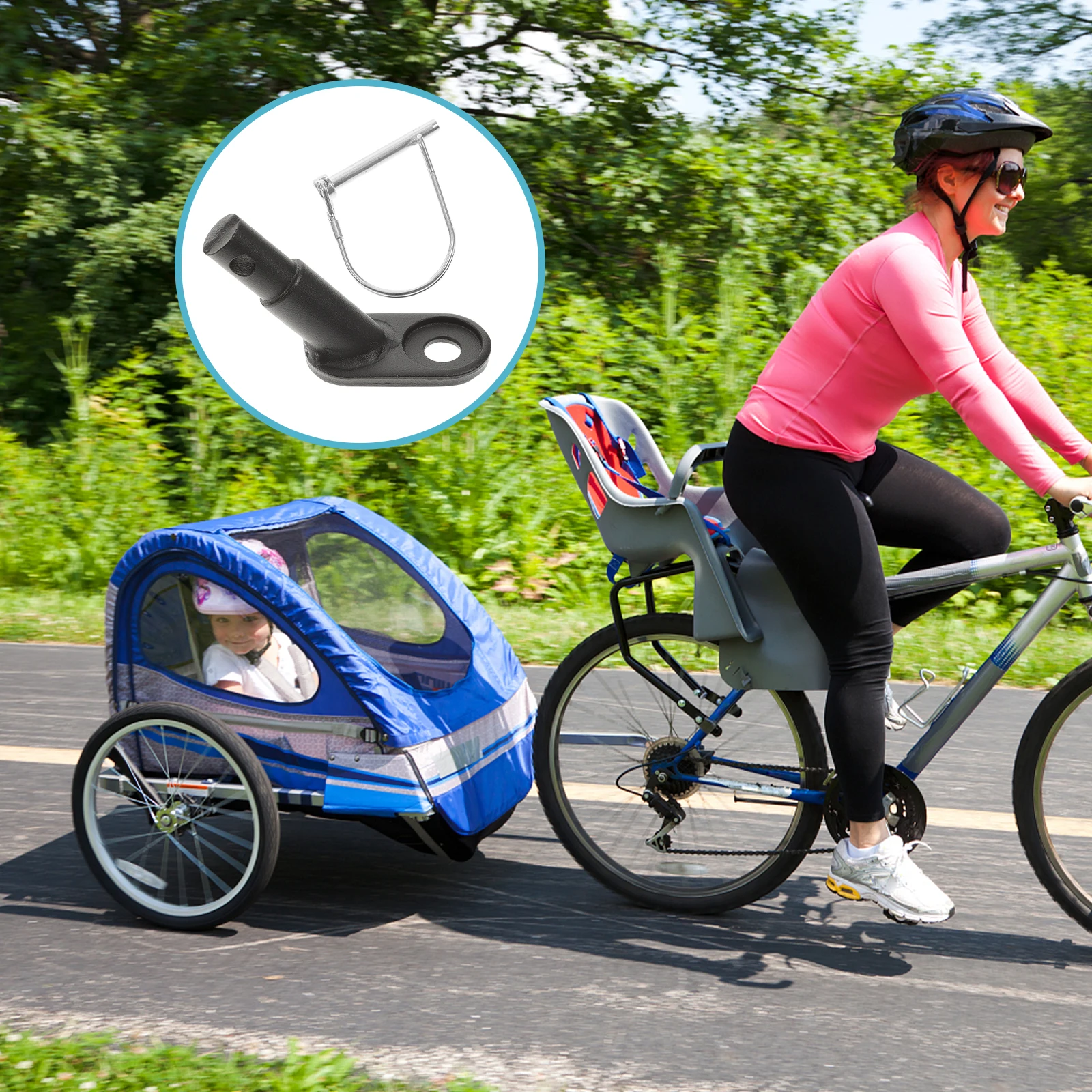 

Universal Bike Trailer Hitch Durable Steel Nylon Strap Easy Install No Tools Required Adapter Coupler Connector Compatible