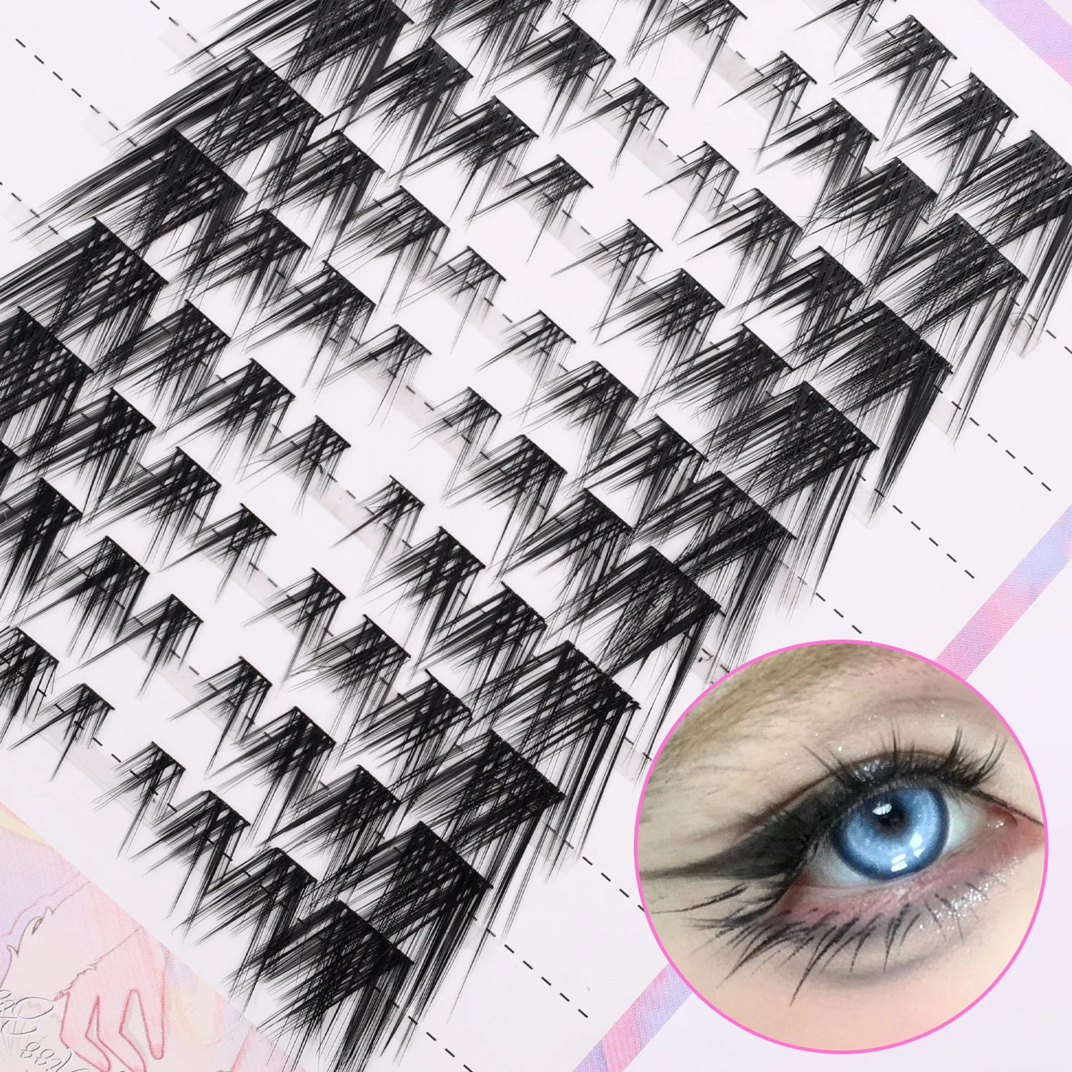 10 Rows Fox Straight False Eyelashes Bundles DIY False Eyelashes Clusters Kit 3D Handmade Lash Extension Individual Make Up