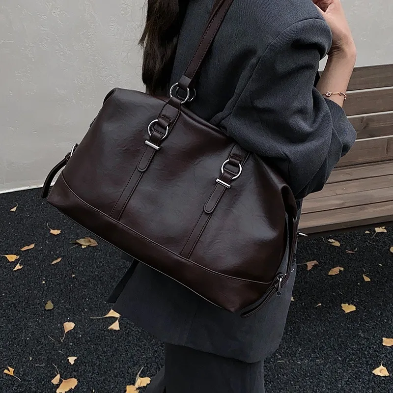 

Большая вместительная качественная сумка на плечо из искусственной кожи, однотонная модная сумка на молнии для шитья, 2025 горячая распродажа, сумки для женщин Bolsas Femininas