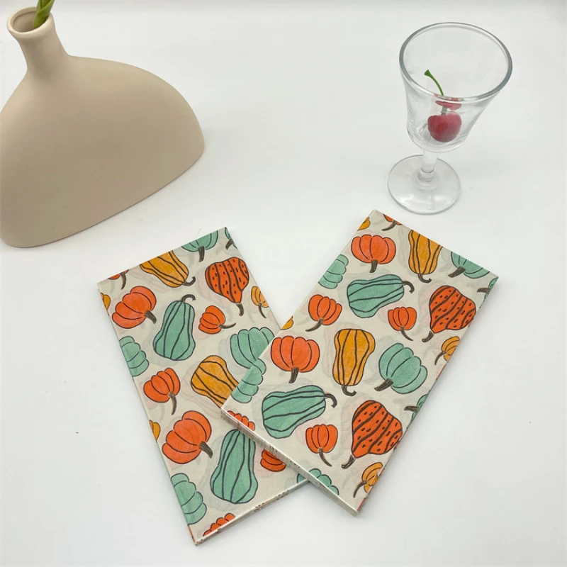 20pcs/Pac 2-Ply Thanksgiving Pumpkin Colourful Paper Napkins Party Holiday Napkins Hotel Restaurant Decoration Paper 33*40