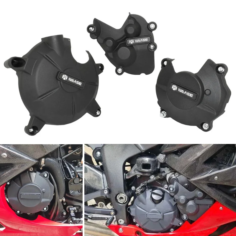 waase For Kawasaki Ninja ZX-6R ZX-636 ZX 6R 636 2007-2021 Engine Guard Stator Clutch Pulse Case Cover Slider Crasg Protector Set