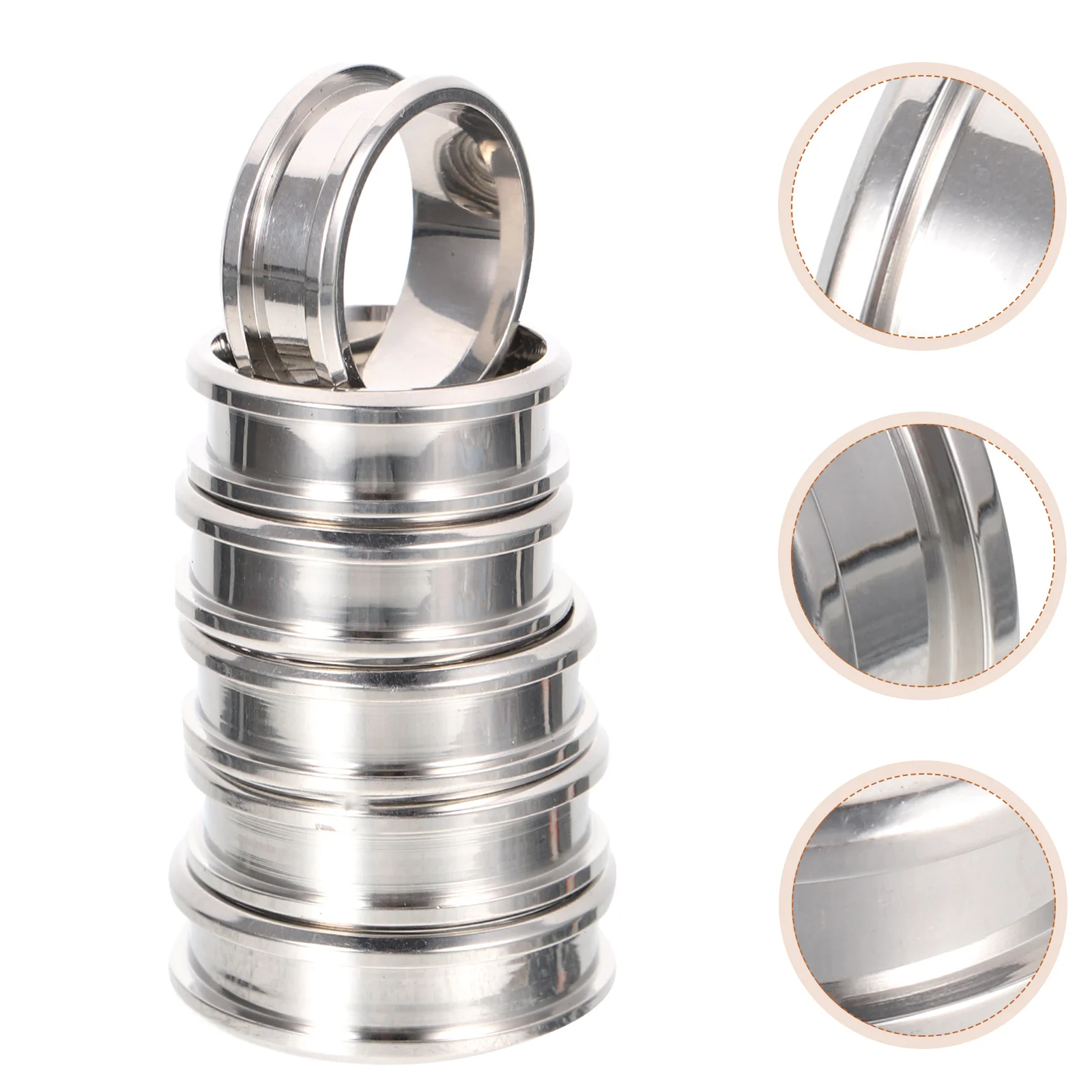 18 Pcs Stainless Steel Fluted Ring Man for Men Handmade Rings Core Blank Finger Polished