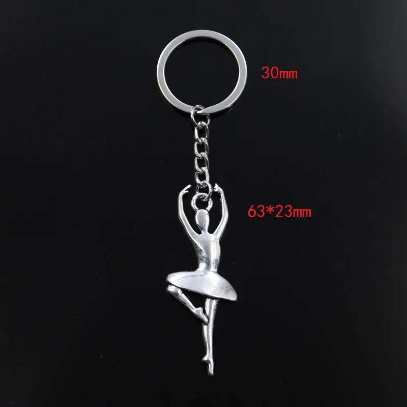 Fashion Keychain 63x23mm Ballet Girl Dancer Ballerina Pendants DIY Men Jewelry Car Key Chain Ring Holder Souvenir For Gift