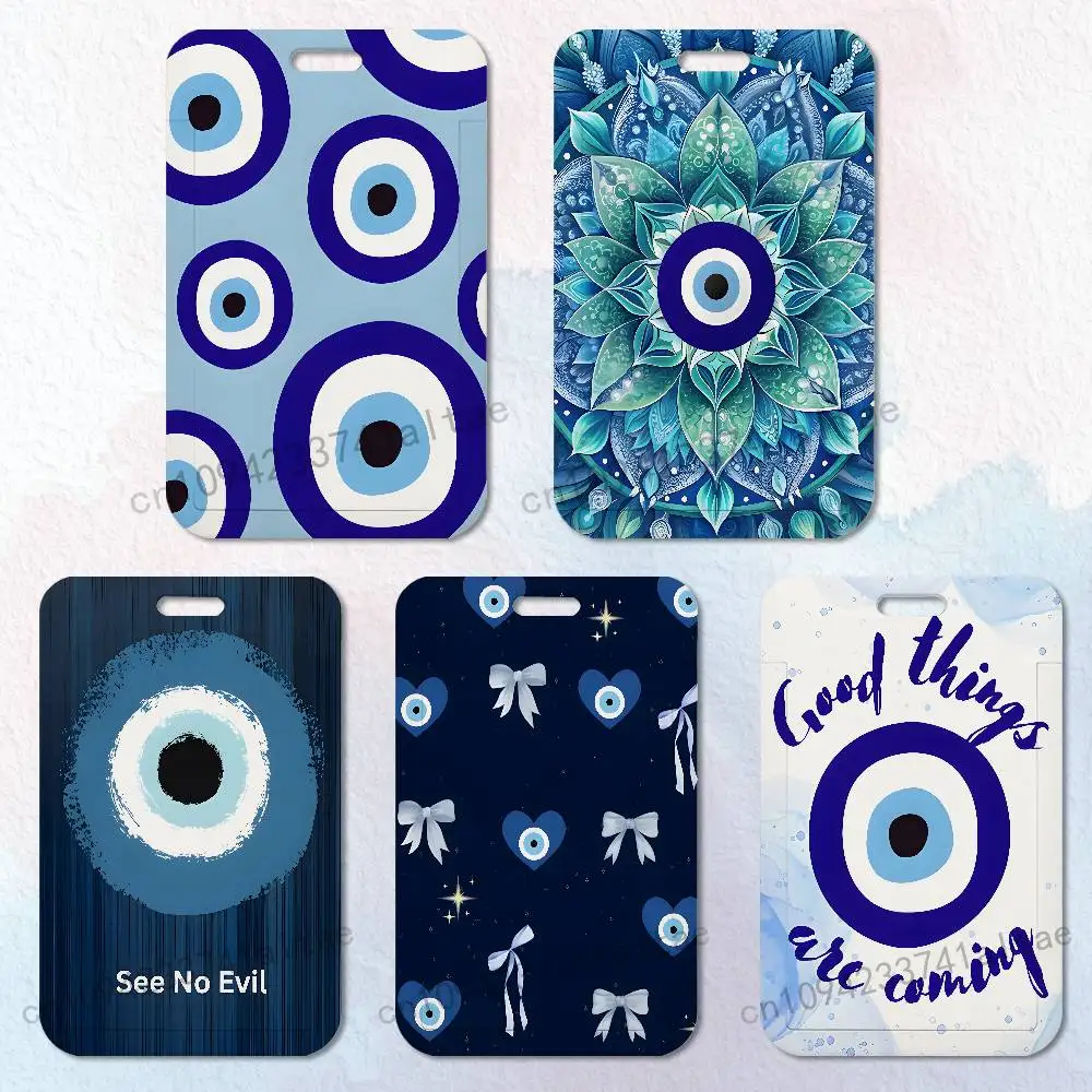 

Lucky Blue Evil Eye Card Holder Lanyard Camera Neck Strap Credit Card Case ID Badge Credentials Protection