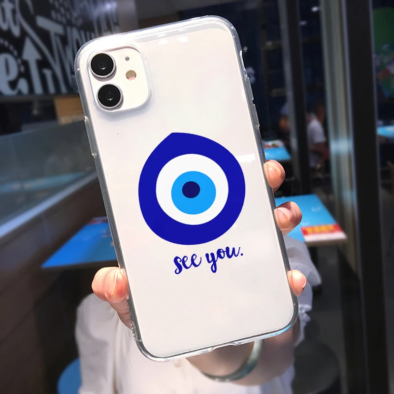 Turkey Evil Eye Phone Case For iPhone 15 14 13 12 11 Pro Max 7 8 Plus X XR XS SE22 Transparent Cute Love Heart Soft TPU Cover