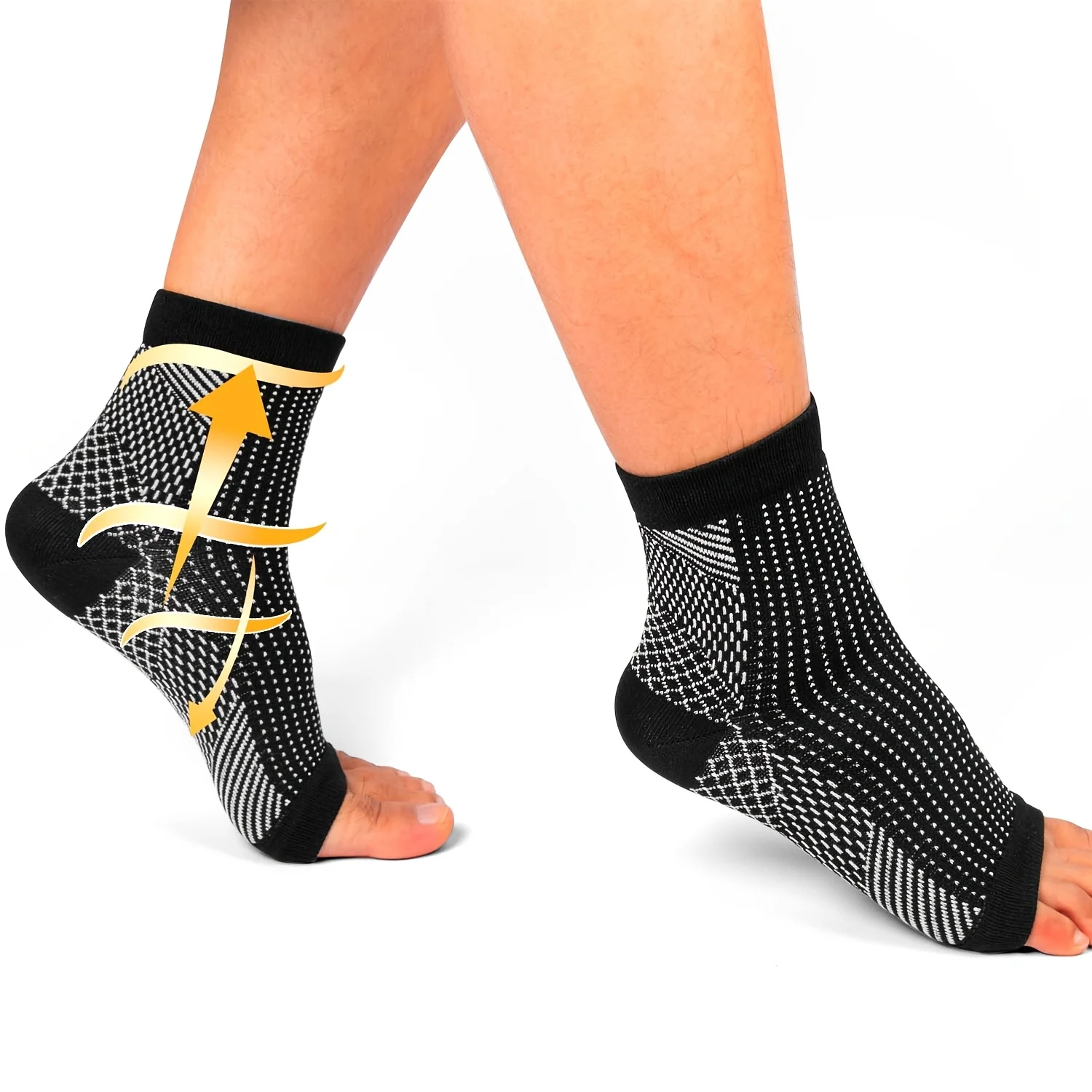 

Single Pair Black Open-Toe Short Compression Socks, Professional Pressure Design, Breathable and Comfortable, Ideal for Office,