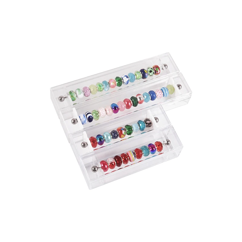 Transparent Trollbeads Collection Box Acrylic Bead Display Holder Box for Bracelet Charms Storage Organizer Travel Carrying Case