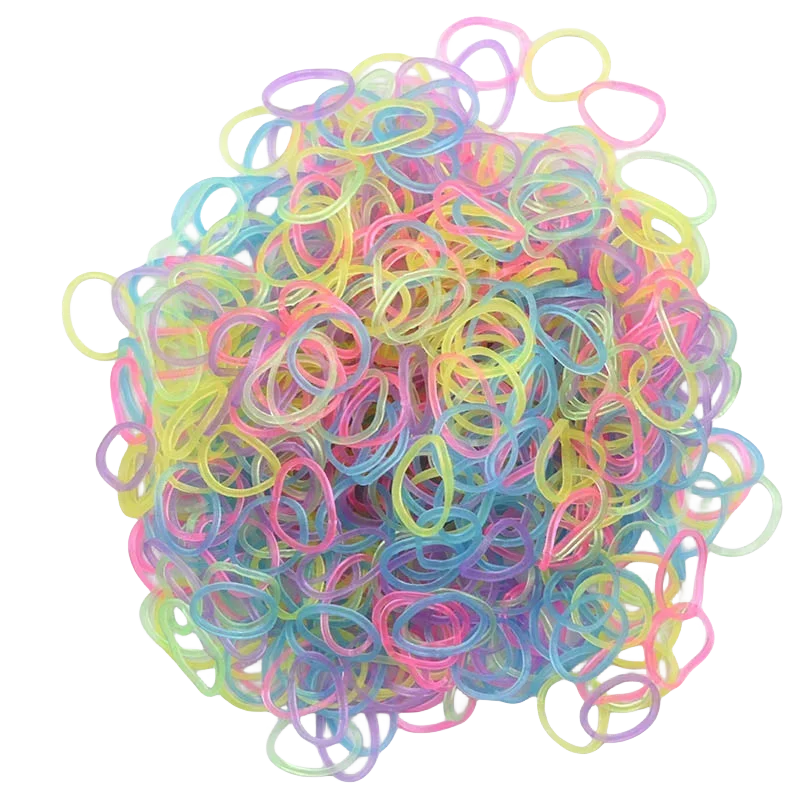 600Pcs New ColorTransparent  Fluorescence Glow Bracelets Making Supplies DIY Rubber Loom Bands Wrist Necklaces Child Party Toys