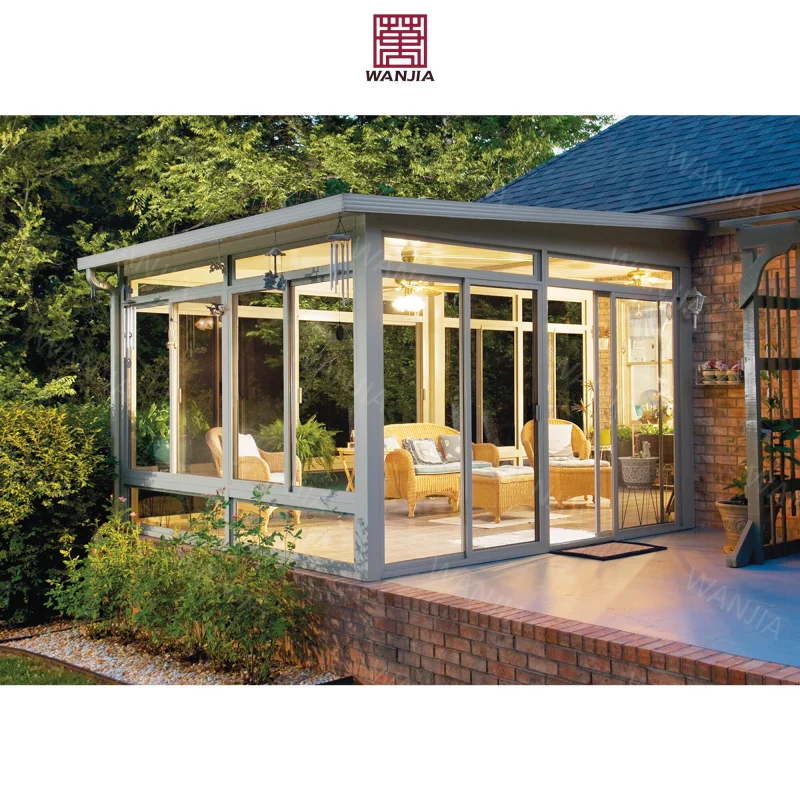 custom.Top-Ranking Customized Solarium Conservatory Flat Glass Houses Garden Room Guaranteed Aluminum Alloy Sunroom Glass Houses