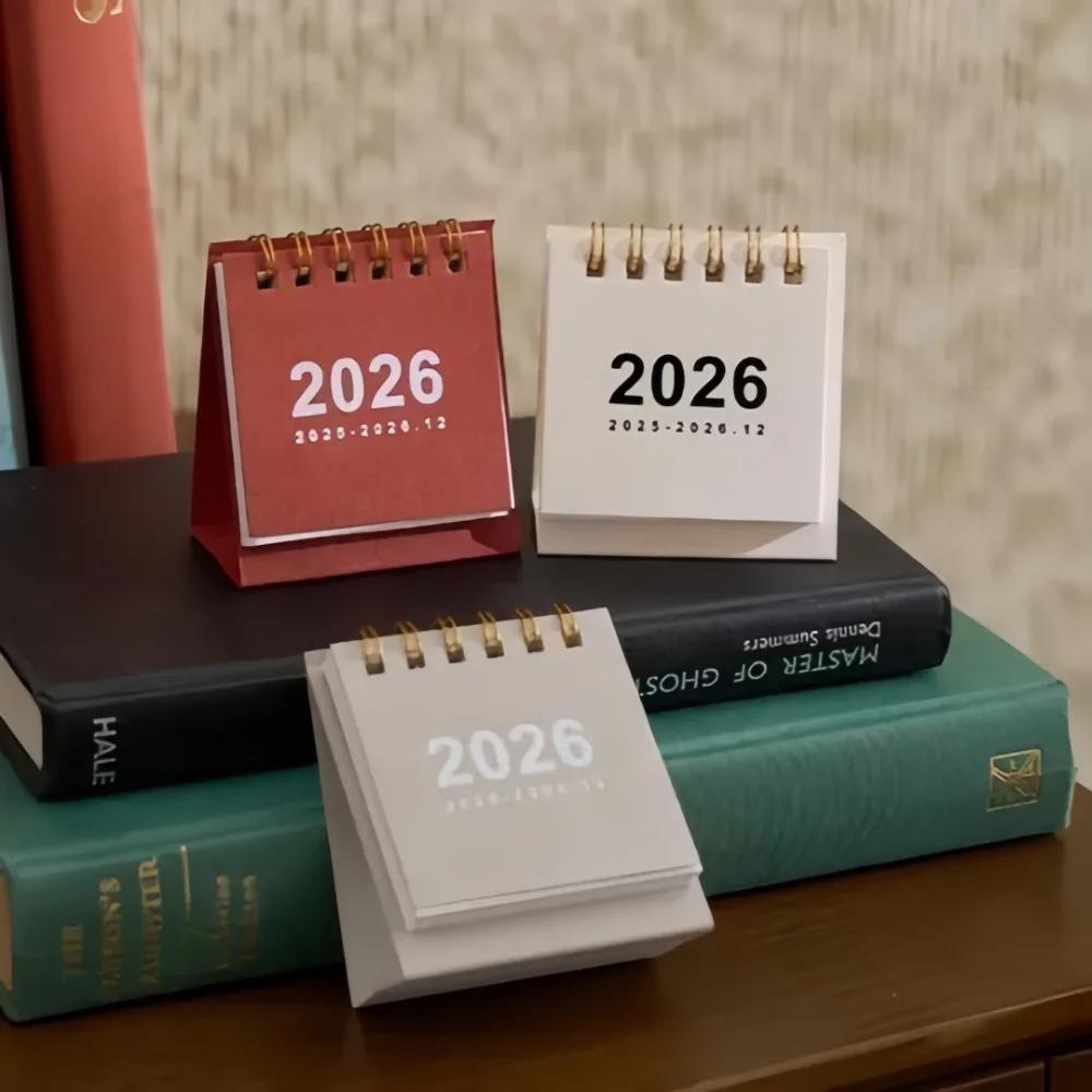 2026 Mini Simple Paper Desk Calendar Creative Portable Spiral-Bound Calendar for Time Planning Notebook Desktop Ornament