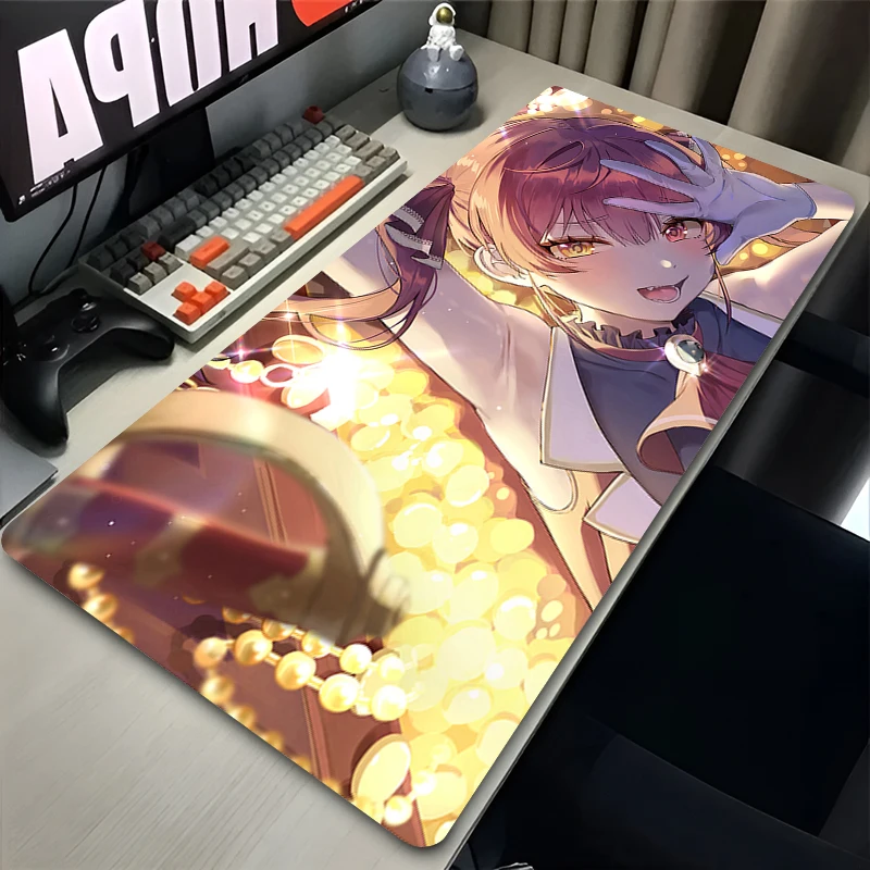 Houshou Marine Hololive Mouse Pad Laptop Kawaii Anime Girl Mousepad 900x400 Gaming Keyboard Rug Large PC Skull Extended Desk Mat