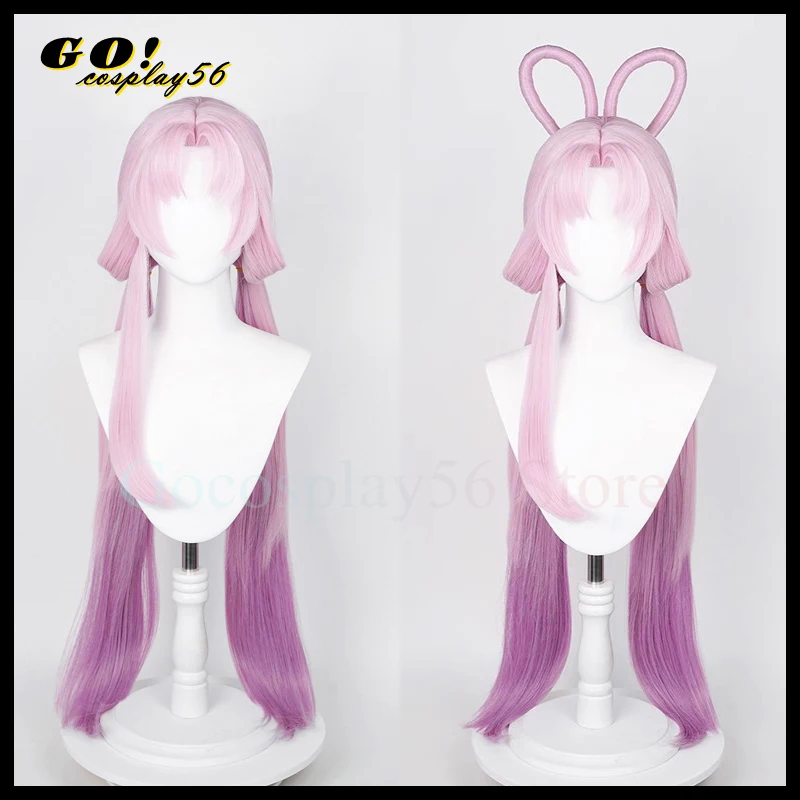 

Fu Xuan Cosplay Wig Ponytails Long Straight Purple Pink Hair Heat Resistant Synthetic Scalp 2023 Game Headwear