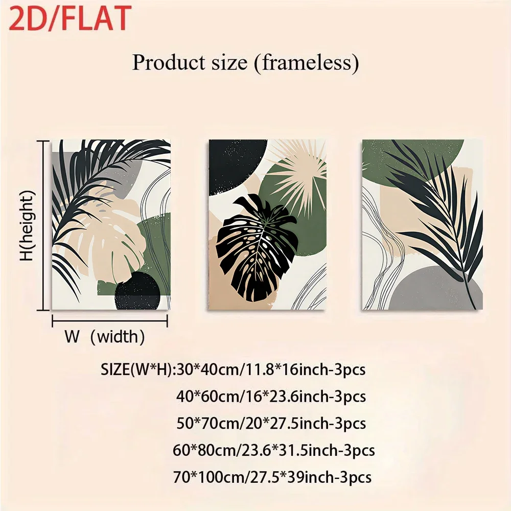 Multiple sizes 3pc frameless Canvas Painting 1 Set Modern Minimalist Living Room Paintings Triptych unframed Wall Art Dining Roo