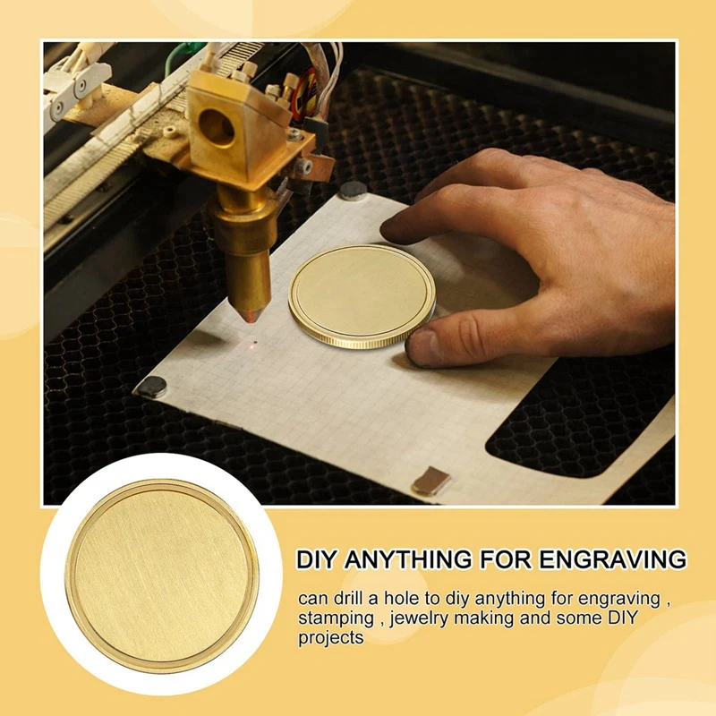 10PCS Laser Engraving Blanks Brass Coin Blanks Metal Engraving Blank Coins 40Mm With Acrylic Protection Box