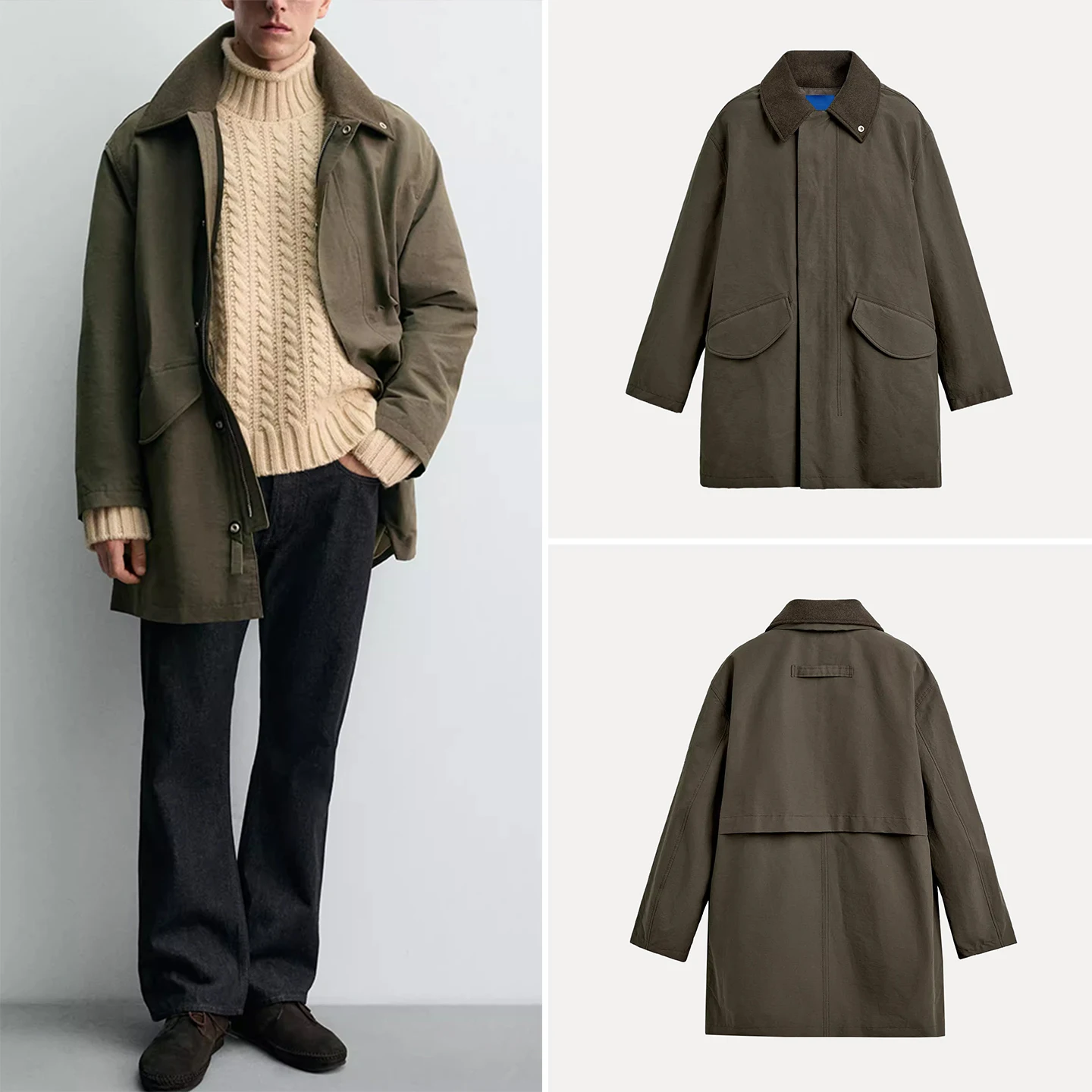 

2025 Winter New Men's Faion Personali Long Parka Coat Jaet Stand Fit Youth ular Daily Wear Winter Coat Z