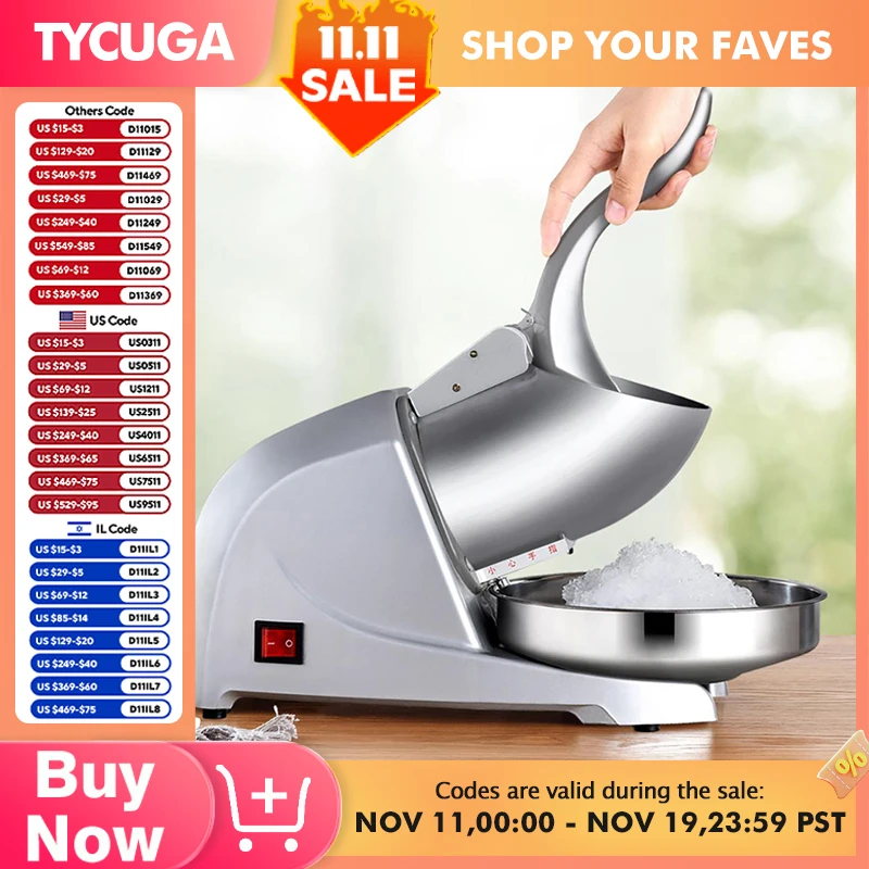 アイスクラッシャー多機能電気雪製氷機アイスシェーバーミニアイスクラッシャーマシン 85 キロ/h 家庭用および商業用アイスクラッシャー