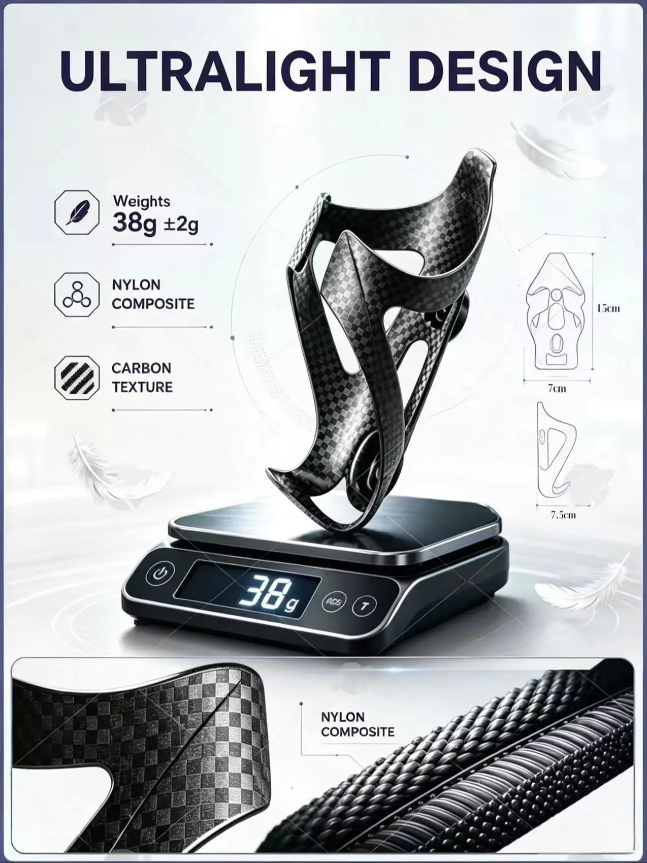 AliExpress NONE Bike Plastic Water Bottle Cage with Screws, Lightweight Carbon Fiber Texture Water Bottle Holder,  For Road & Mountain