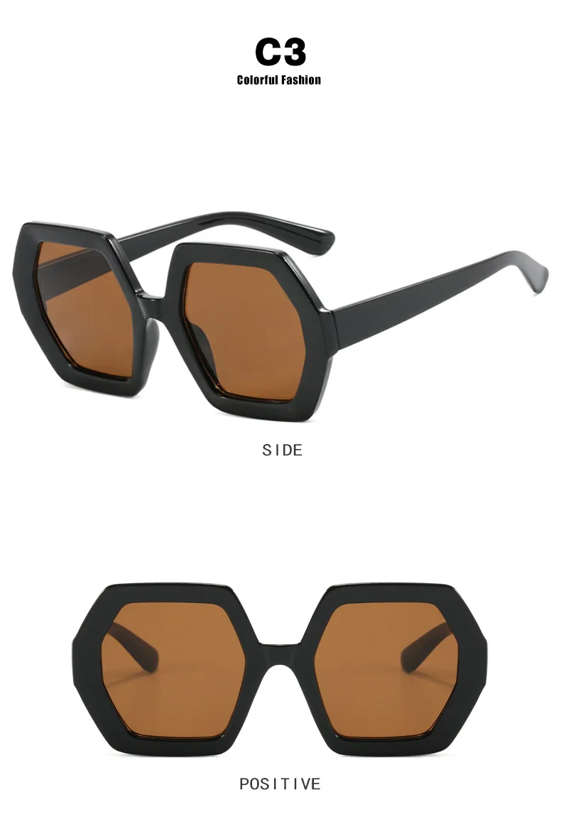 Übergroße polygon gelbe Damen Ssun glasses Mode Vintage große quadratische Sonnenbrille weibliche Luxusmarke Punk Brillen schirme – Detail 7