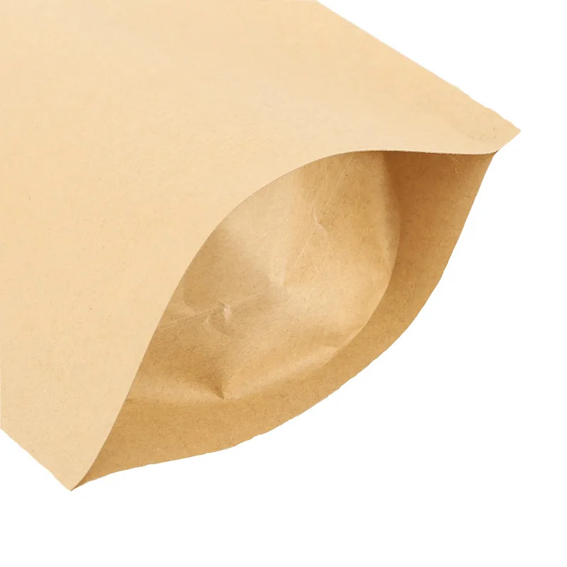 Thick White Brown Kraft Paper Stand Up Heat Sealable Package Bags Food Coffee Bean Snacks Gift Zipper Kraft Packaging Pouches