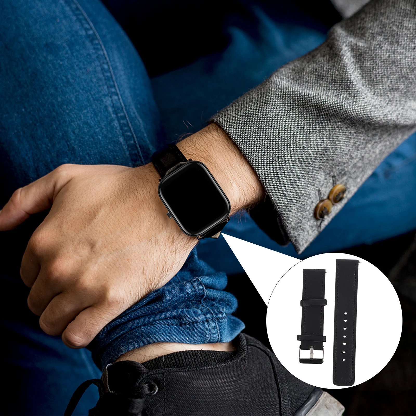 

Strap Adjustable Wristb Retro Style Replaceable Quality Breathable Material Watch Accessory Smart Watch B