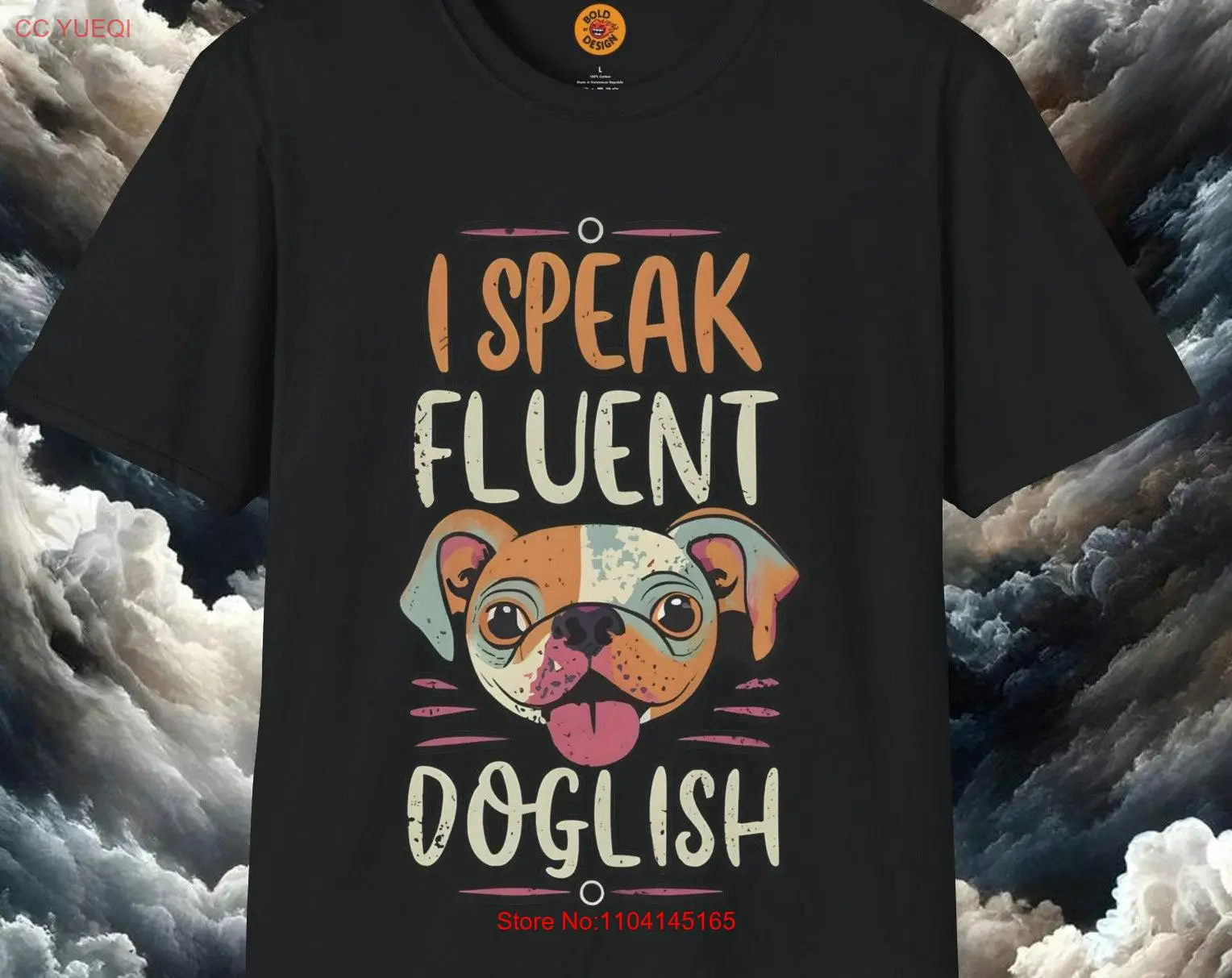 Doglish Language T Shirt Whimsical Dog Lover Playful Canine Pet Owner long or short sleeves