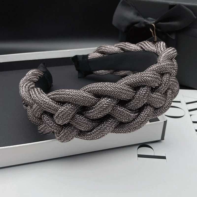 Hochwertige, dicke, geflochtene Haarspange für Damen, zum Abdecken weißer Haare, zum Waschen des Gesichts, Haarspange, Stirnband, Außenscheitelband – Detail 2