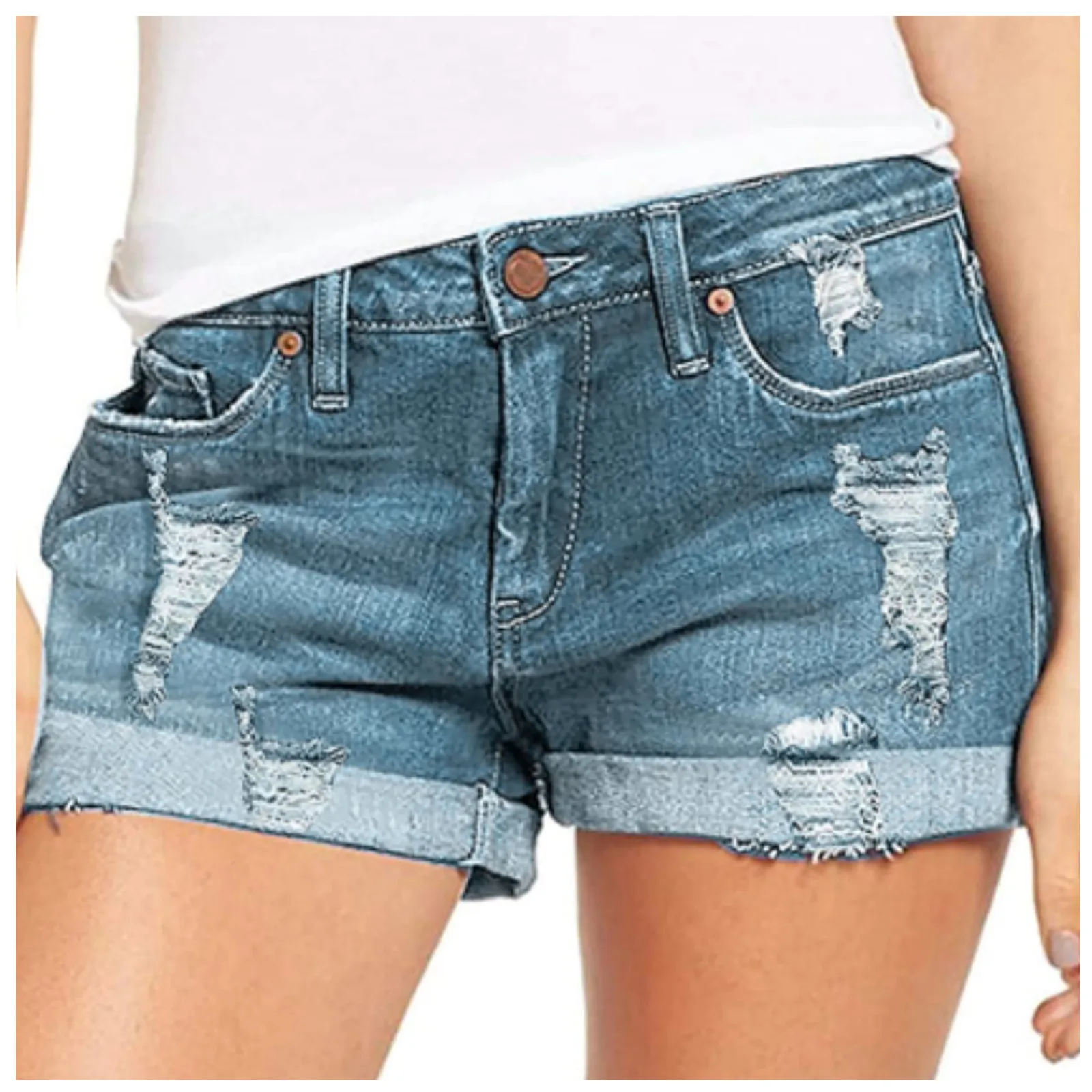 

Waist Slim Pants Pants High Summer Shorts Women Jeans Hole Sexy Pants