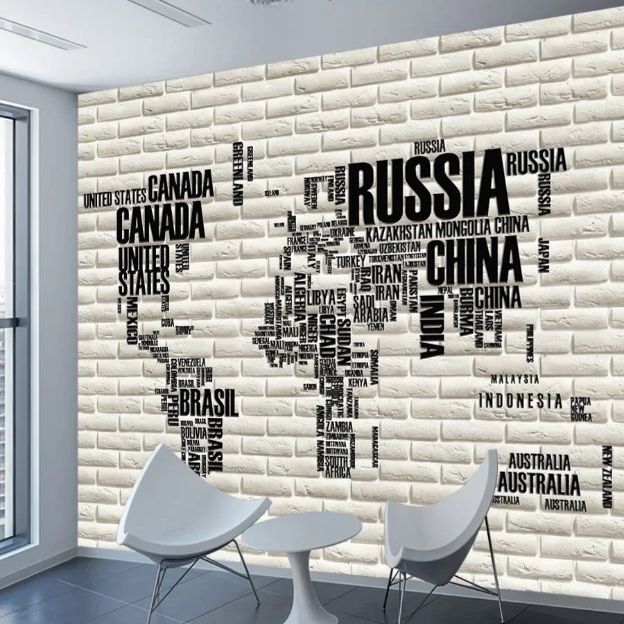 Easy to Apply Peel and Stick Vinyl Wallpaper for Living Room Kids Cartoon World Map Brick Contact Wall Papers Home Decor Mural view 4