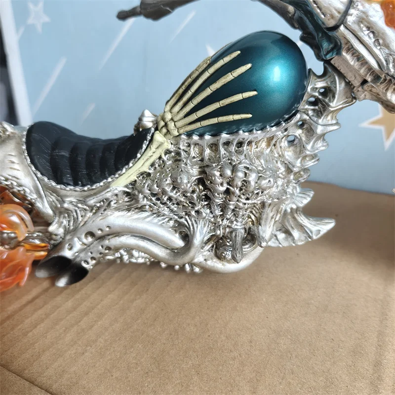 38CM Ghost Rider with Motorcycle Figure 85th Anniversary Lighting Flame Glowing Luminous Collection Figura Model Toys Gifts view 5