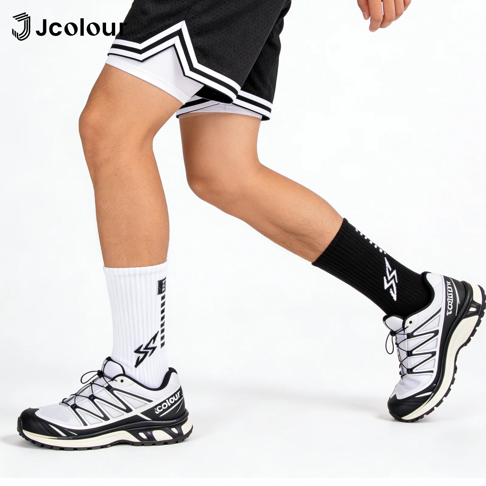 Meias ciclismo masculina, Meias futebol, Meias poliamida corrida, Meias esportivas cano médio, Silicone antiderrapante