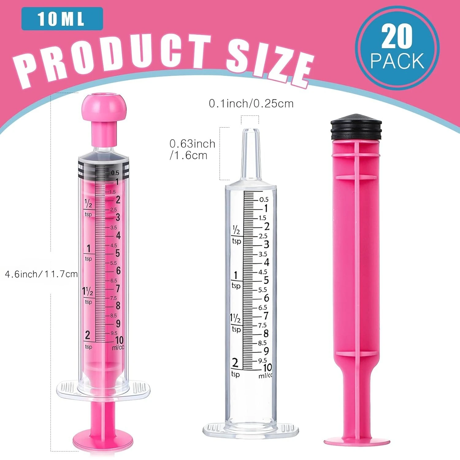 Jeringas de plástico de 20 piezas, 10ml, con tapa, recarga de líquido sin aguja, herramientas dispensadoras de medición, alimentación de mascotas sellada individualmente