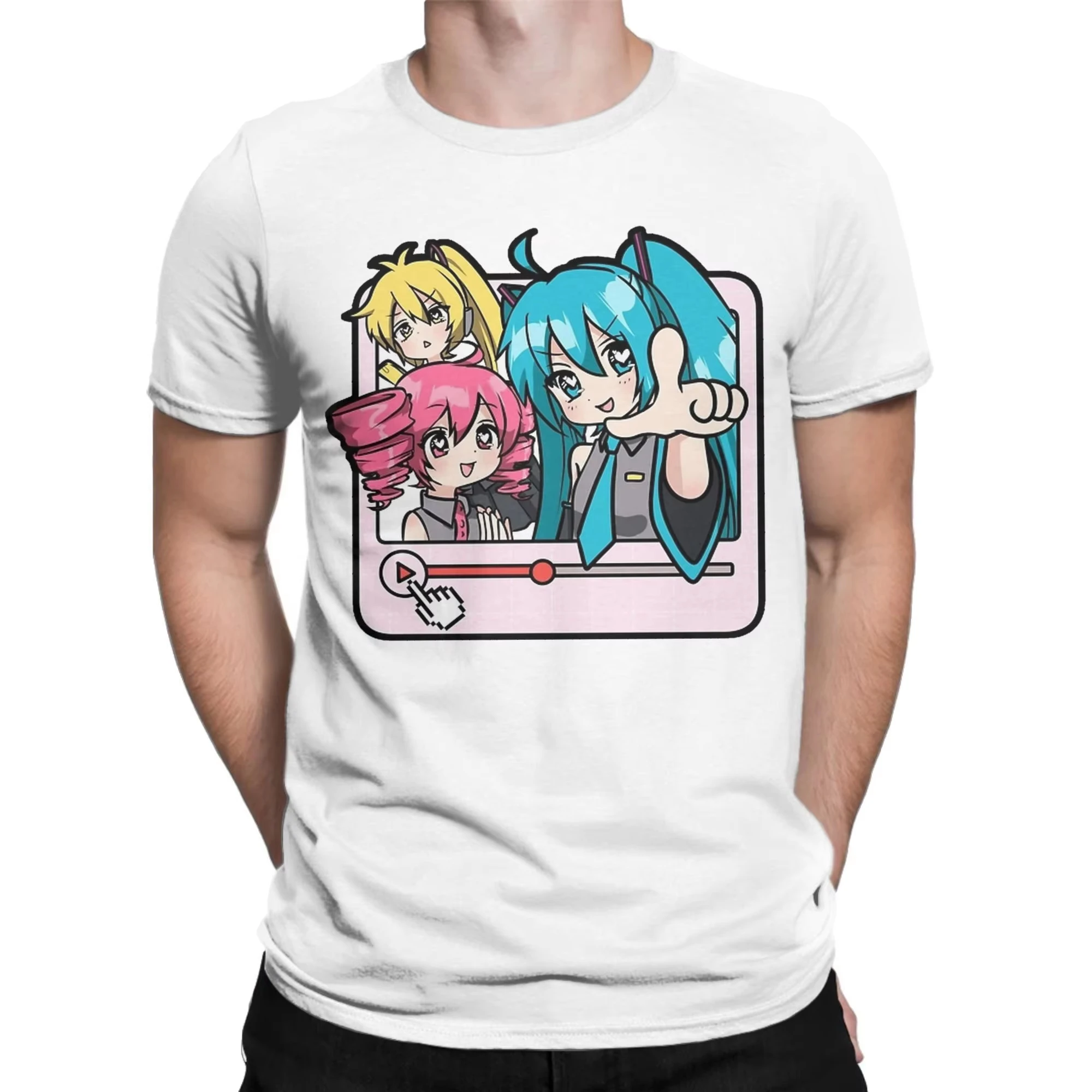 الثلاثي باكا كاساني تيتو أكيتا نيرو فوكالويد قائمة التشغيل أغنية تي شيرت 100% القطن خمر تي شيرت ملابس قصيرة الأكمام